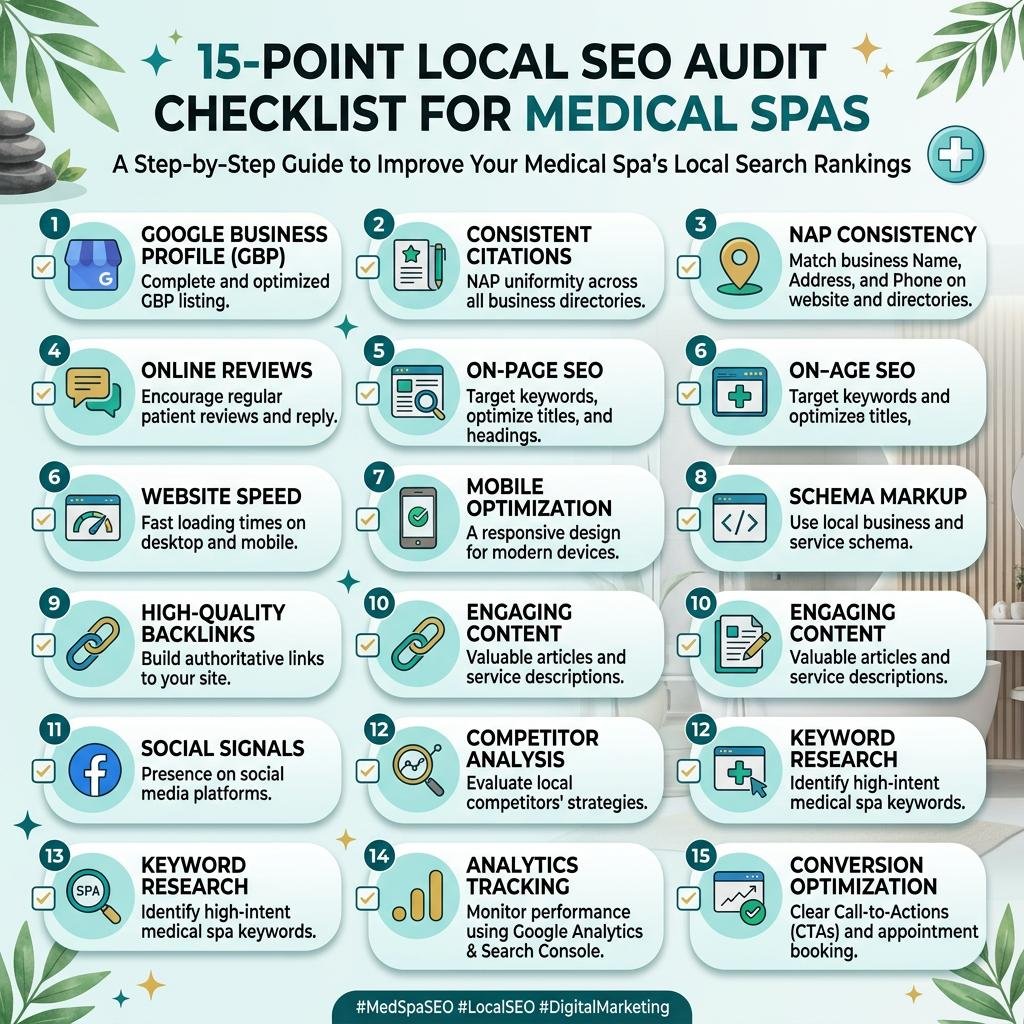 Med Spa Local SEO Audit: The 15-Point Checklist (Free Template) 6 Infographic