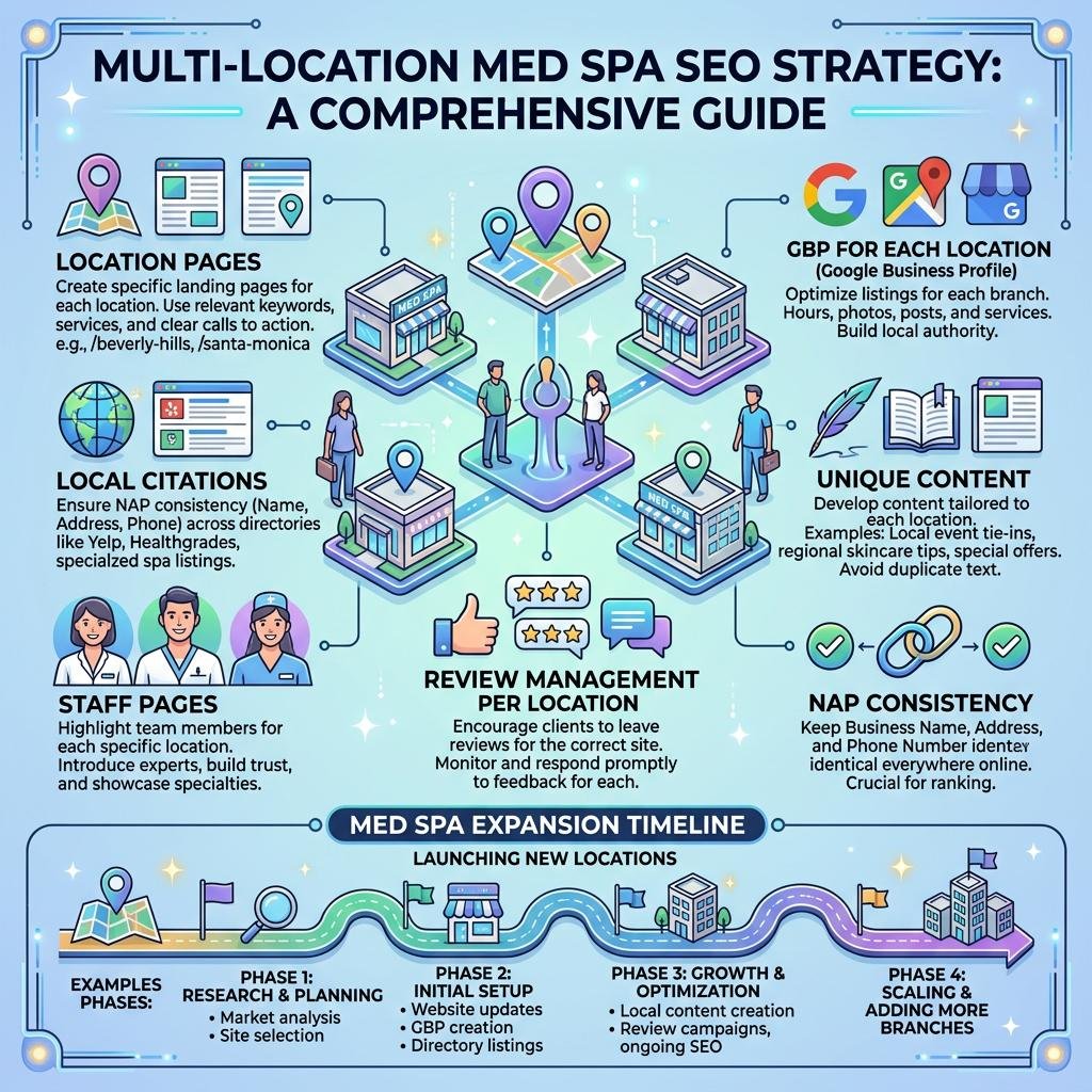 Multi-Location Med Spa SEO: Scaling Rankings Across 5, 10, or 50 Locations 6 Infographic