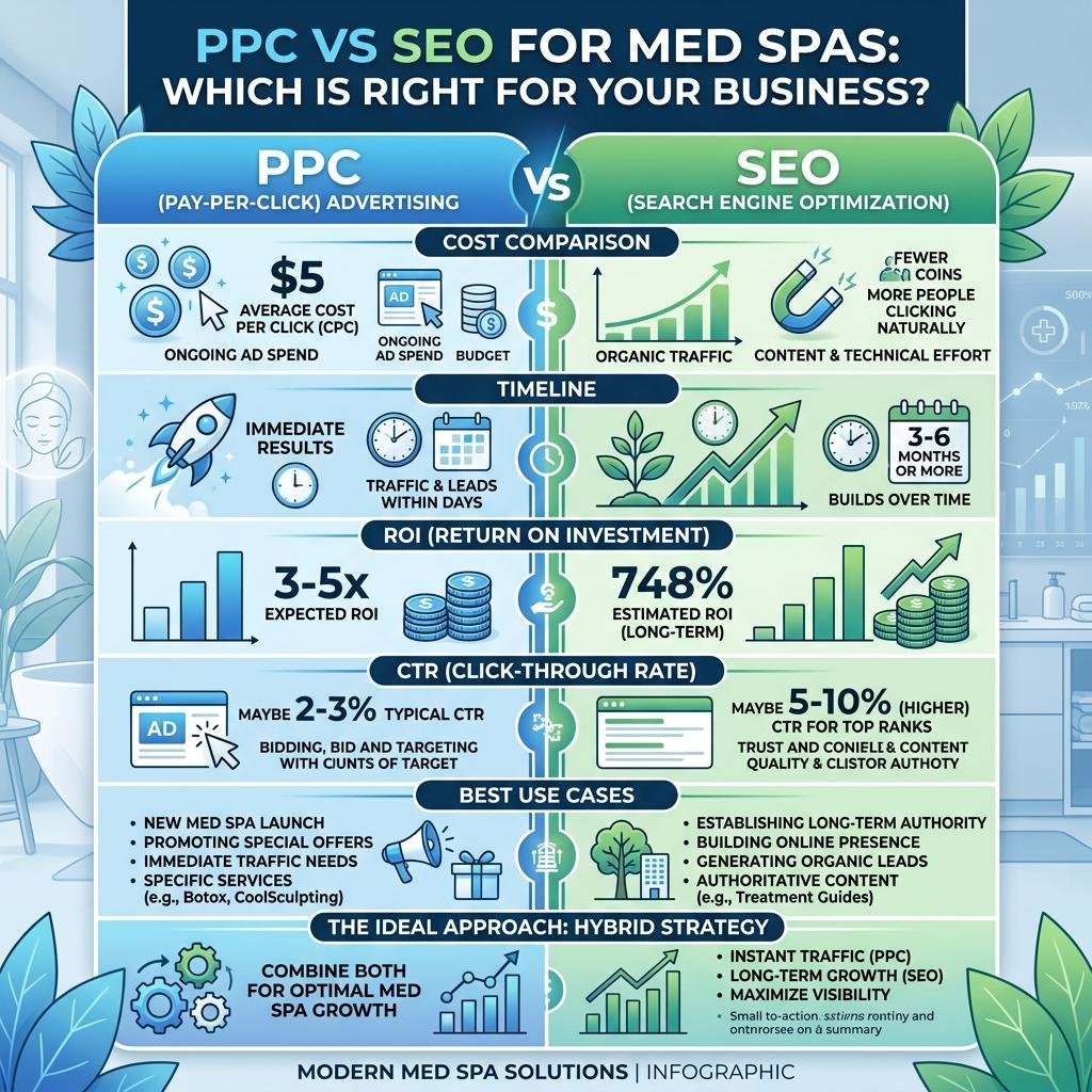 Med Spa PPC vs SEO: Where to Spend Your Marketing Budget in 2026 6 Infographic